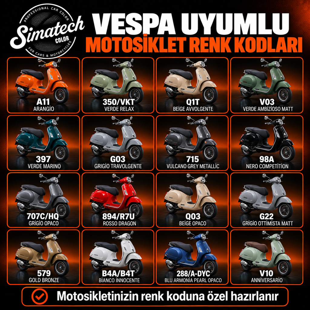 Vespa V10 - ANNİVERSARİO  rötuş boyası paketleri