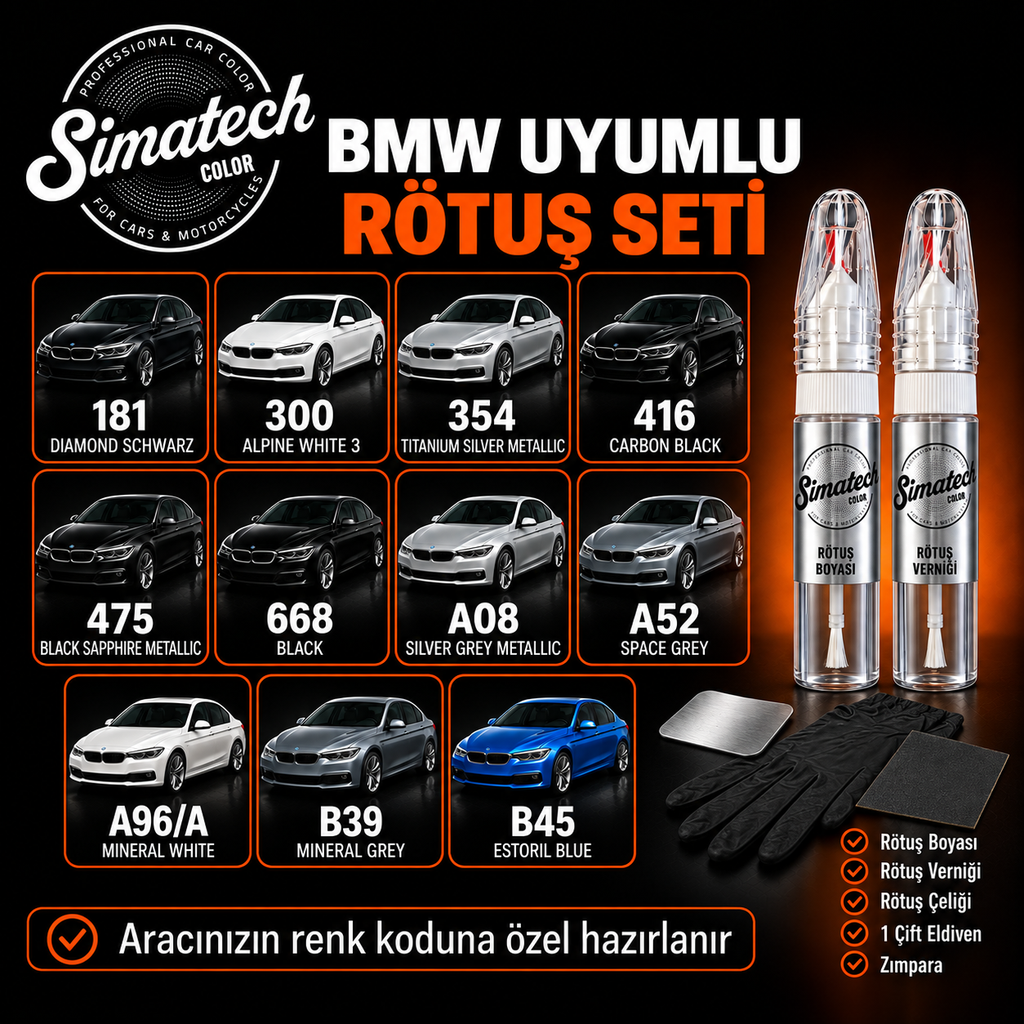 SimatechColor BMW Uyumlu Çizik Giderici Rötuş Seti