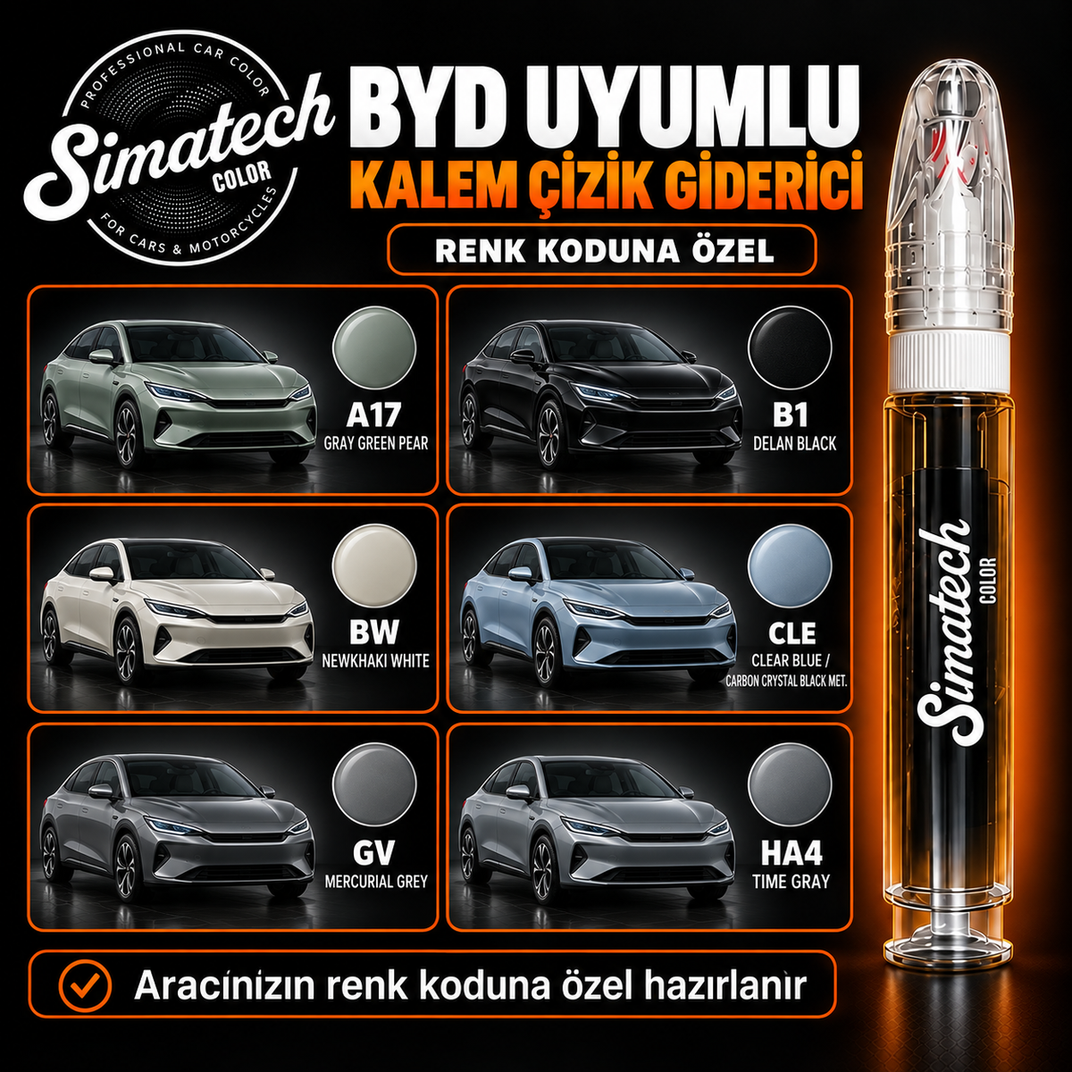 SimatechColor BYD Uyumlu Çizik Giderici Rötuş Kalemi