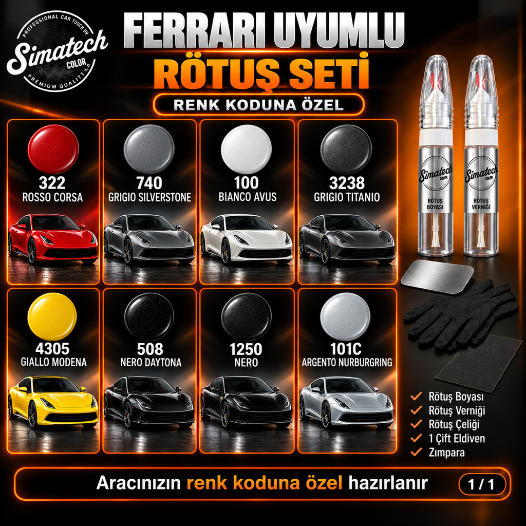 SimatechColor Ferrari Uyumlu Big Boss Box Rötuş Seti