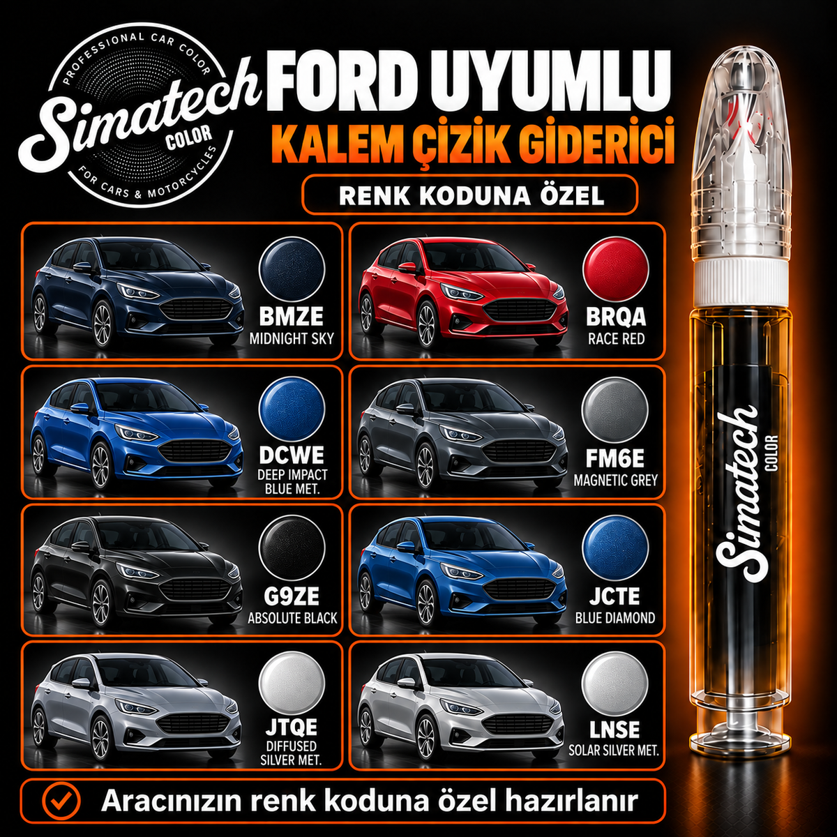 SimatechColor Ford Uyumlu Çizik Giderici Rötuş Kalemi