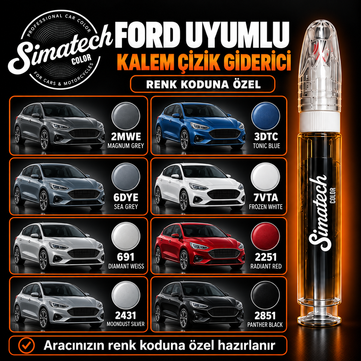 SimatechColor Ford Uyumlu Çizik Giderici Rötuş Kalemi
