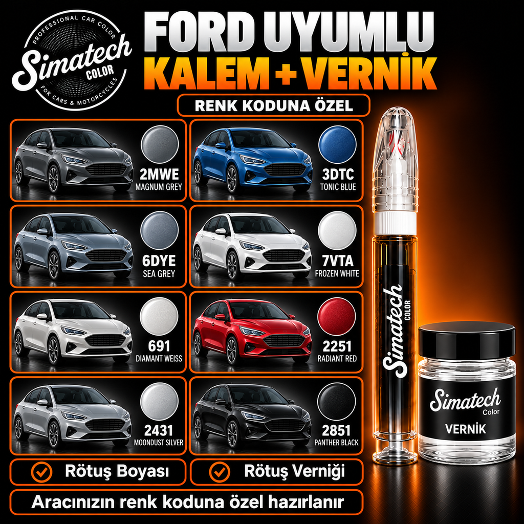 SimatechColor Ford Uyumlu Rötuş Kalemi + Vernik