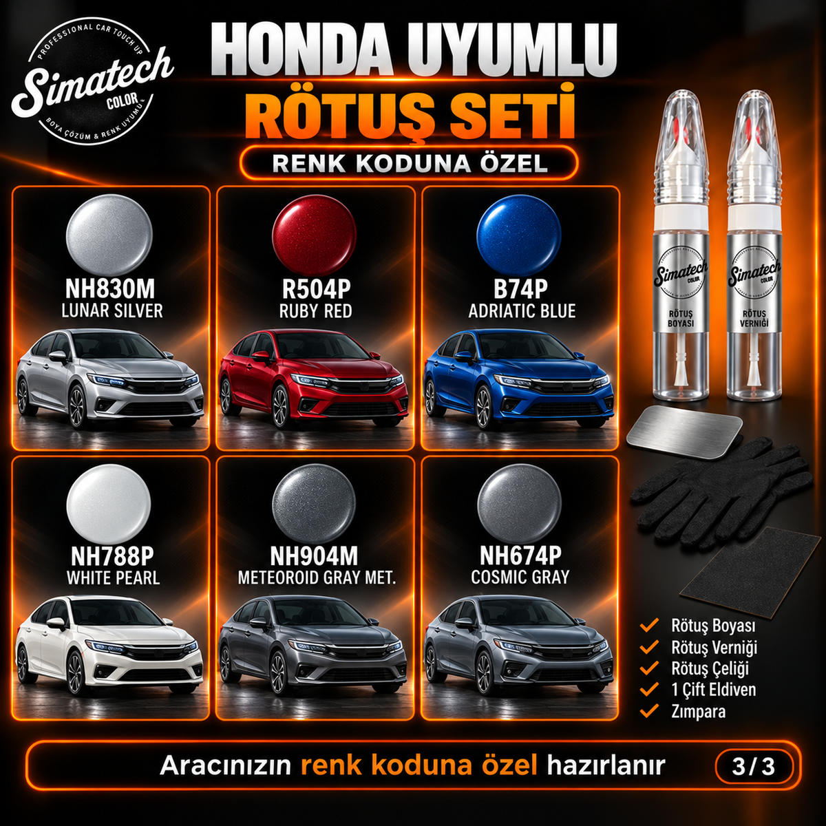 SimatechColor Honda Uyumlu Big Boss Box Rötuş Seti