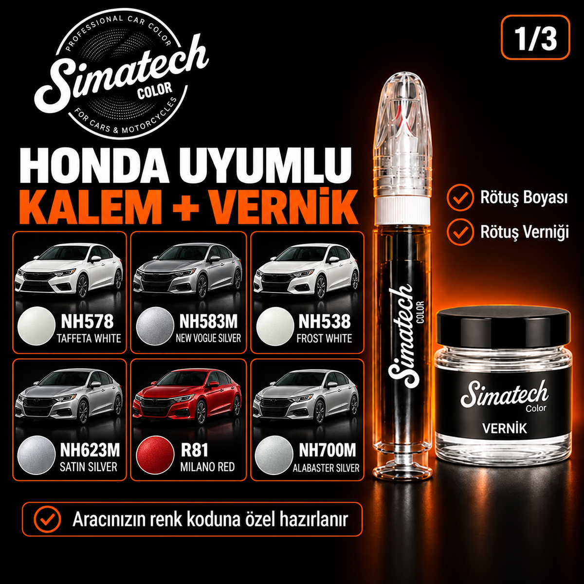 SimatechColor Honda Uyumlu Rötuş Kalemi + Vernik