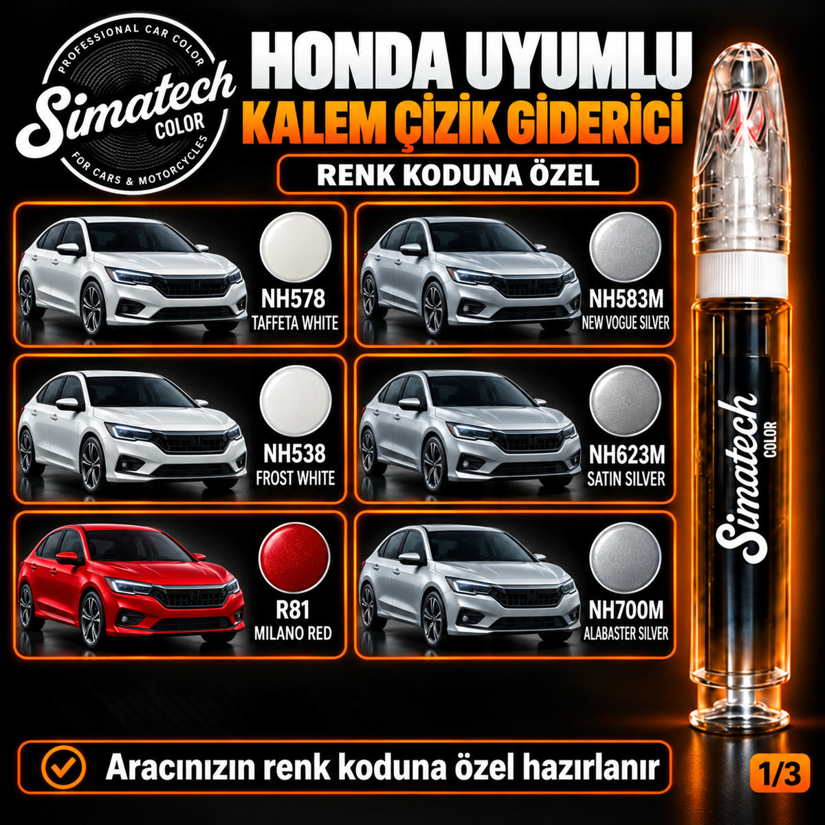 SimatechColor Honda Uyumlu Kalem Çizik Giderici