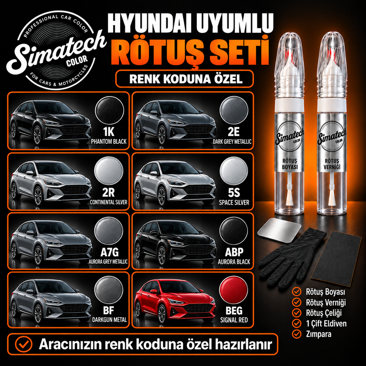 SimatechColor Hyundai Uyumlu Çizik Giderici Rötuş Seti