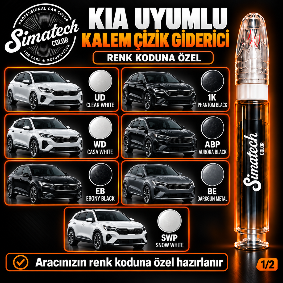 SimatechColor Kia Uyumlu Kalem Çizik Giderici