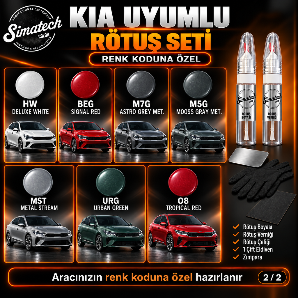 SimatechColor Kia Uyumlu Mini Polish Box Seti