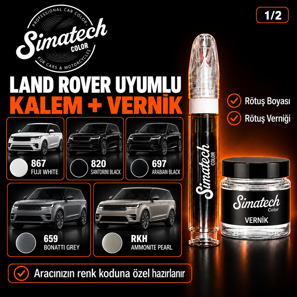 SimatechColor Land Rover Uyumlu Rötuş Kalemi + Vernik