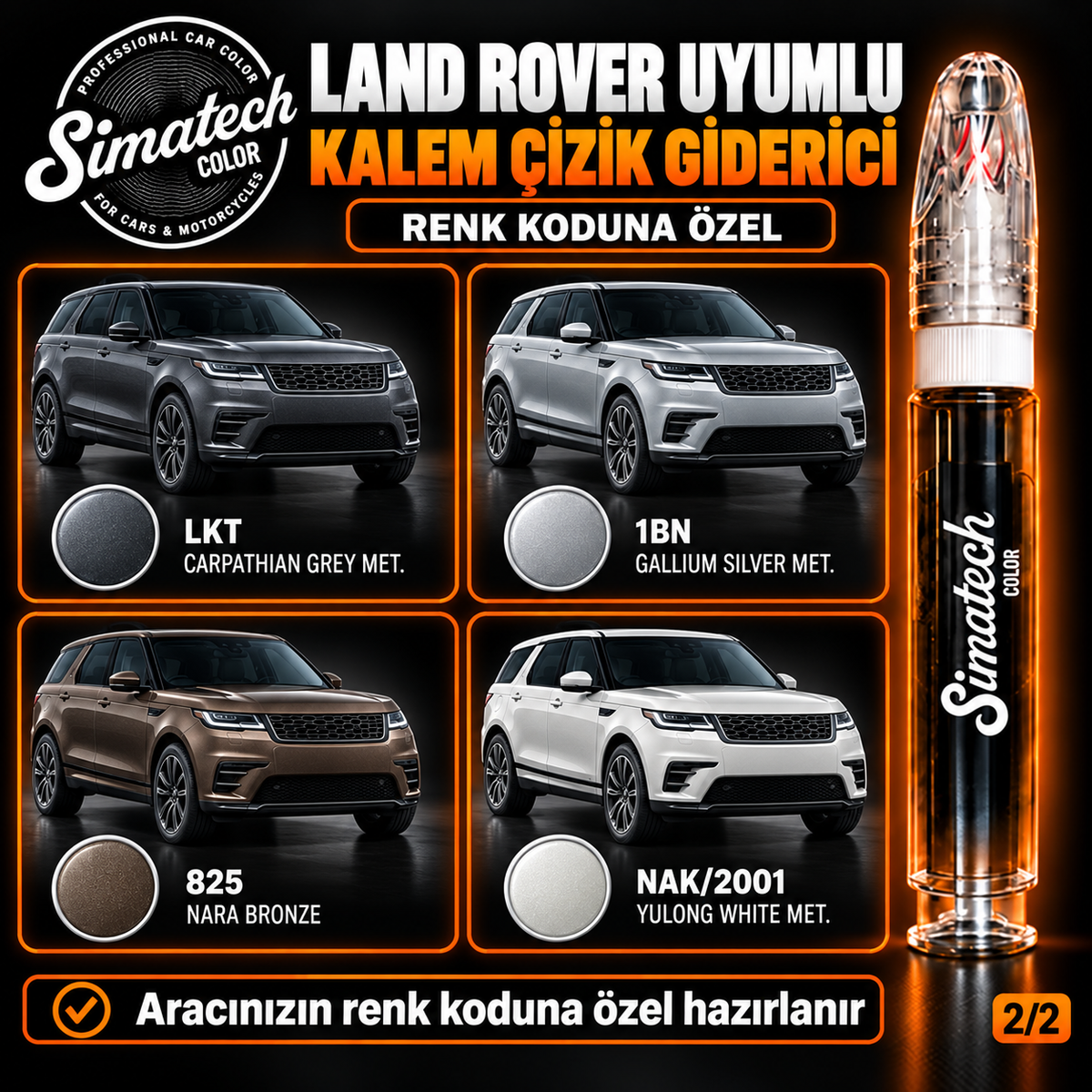 SimatechColor Land Rover Uyumlu Kalem Çizik Giderici