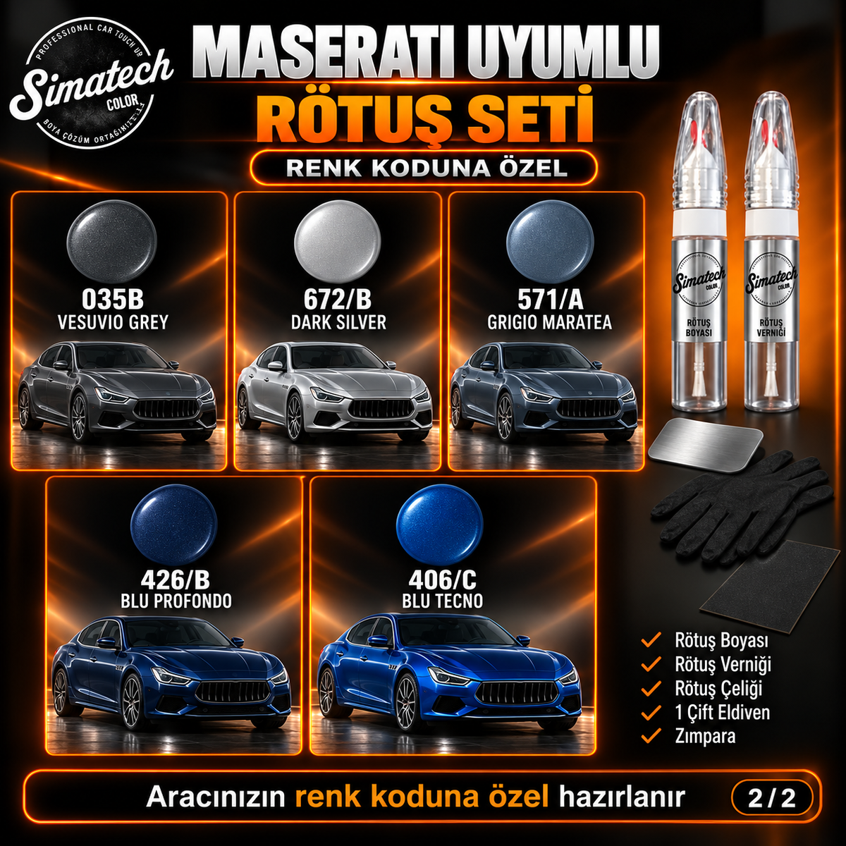 SimatechColor Maserati Uyumlu Big Boss Box Rötuş Seti