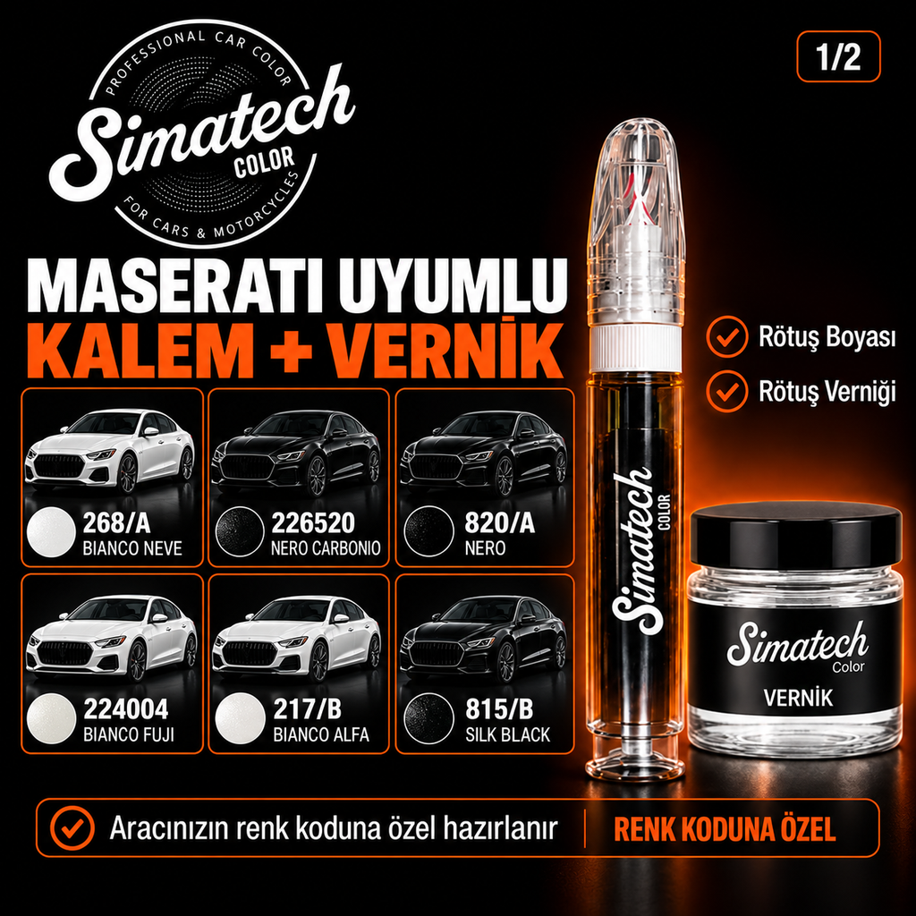 SimatechColor Maserati Uyumlu Rötuş Kalemi + Vernik