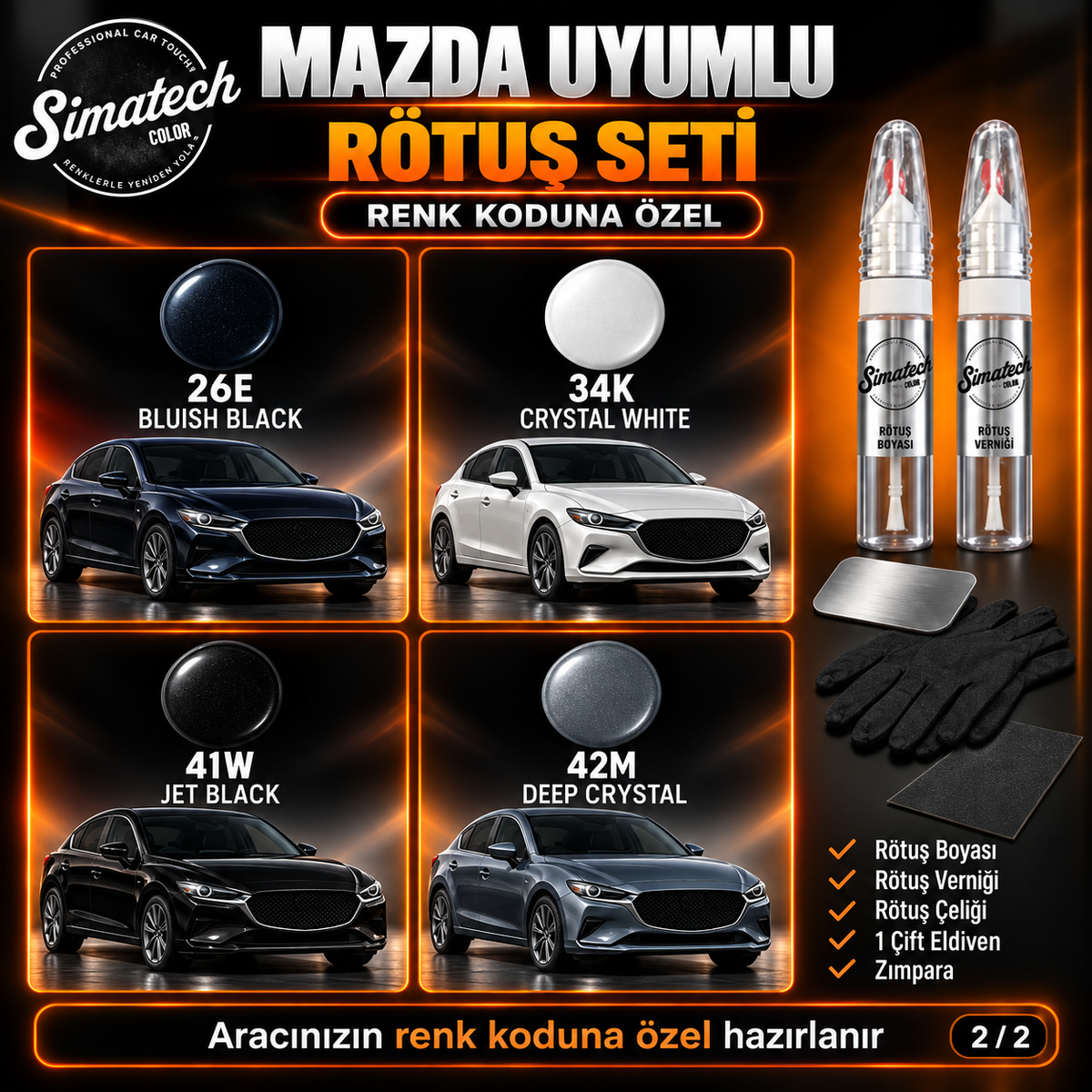 SimatechColor Mazda Uyumlu Big Boss Box Rötuş Seti
