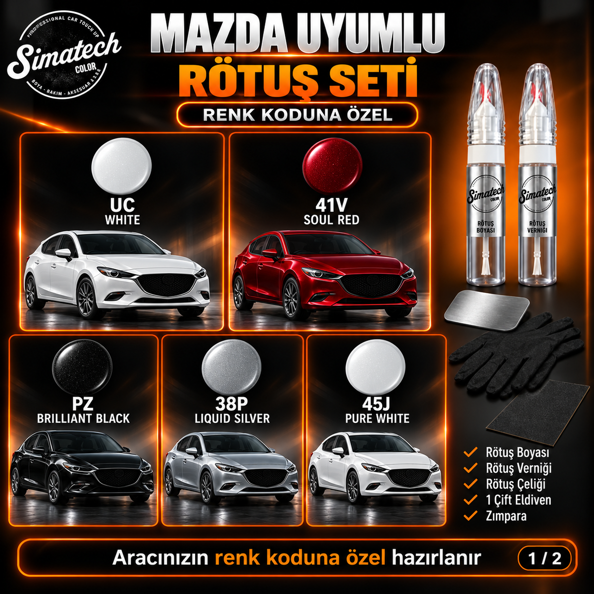 SimatechColor Mazda Uyumlu Big Boss Box Rötuş Seti