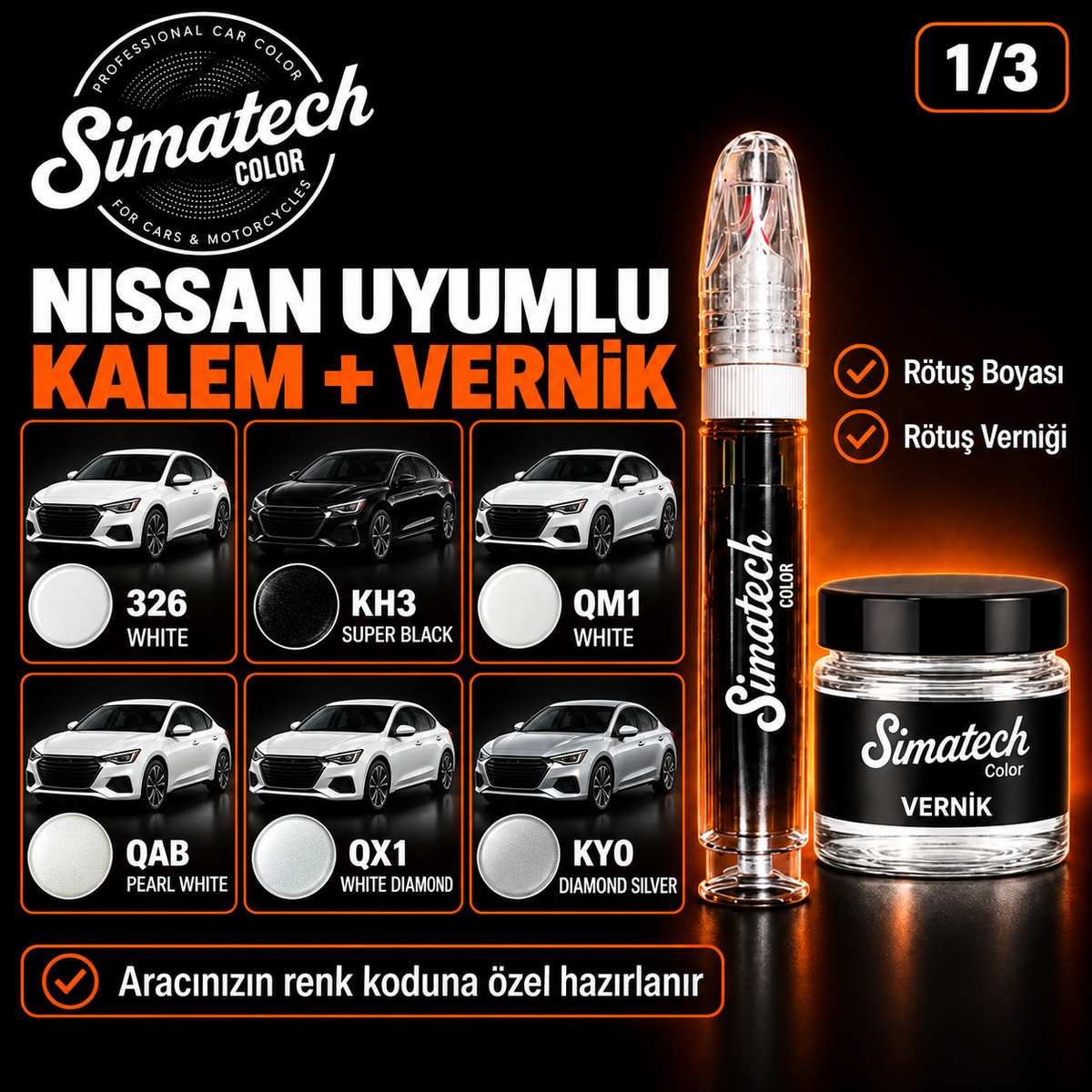 SimatechColor Nissan Uyumlu Rötuş Kalemi + Vernik