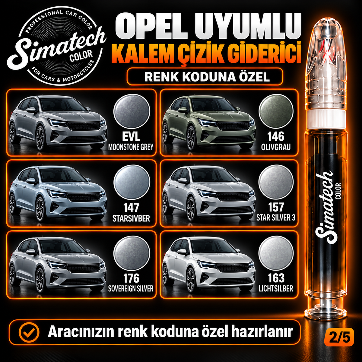 SimatechColor Opel Uyumlu Kalem Çizik Giderici