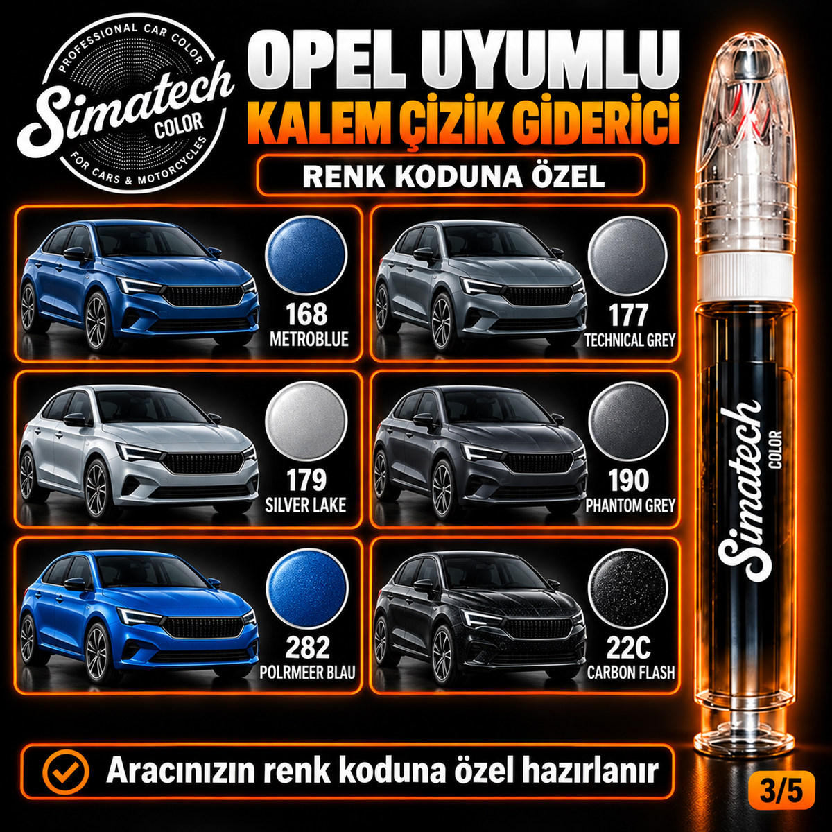 SimatechColor Opel Uyumlu Kalem Çizik Giderici