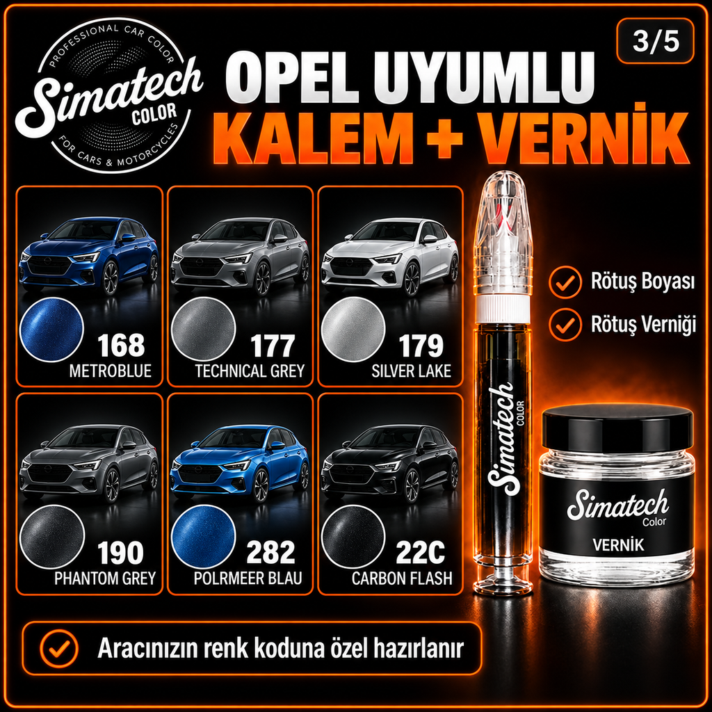 SimatechColor Opel Uyumlu Rötuş Kalemi + Vernik