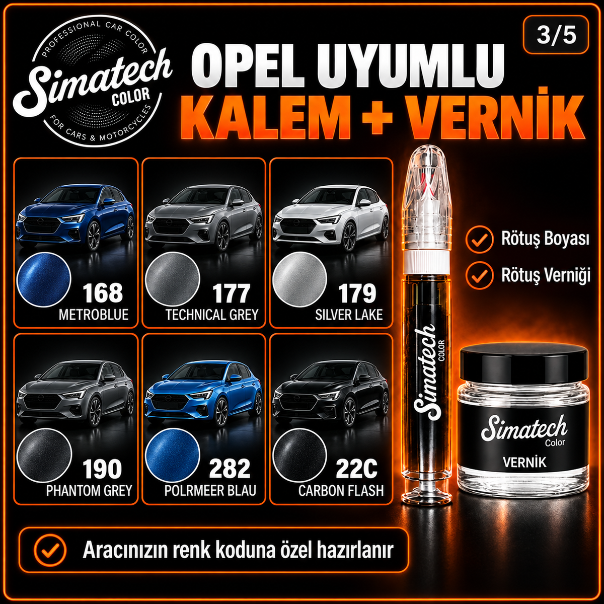 SimatechColor Opel Uyumlu Rötuş Kalemi + Vernik