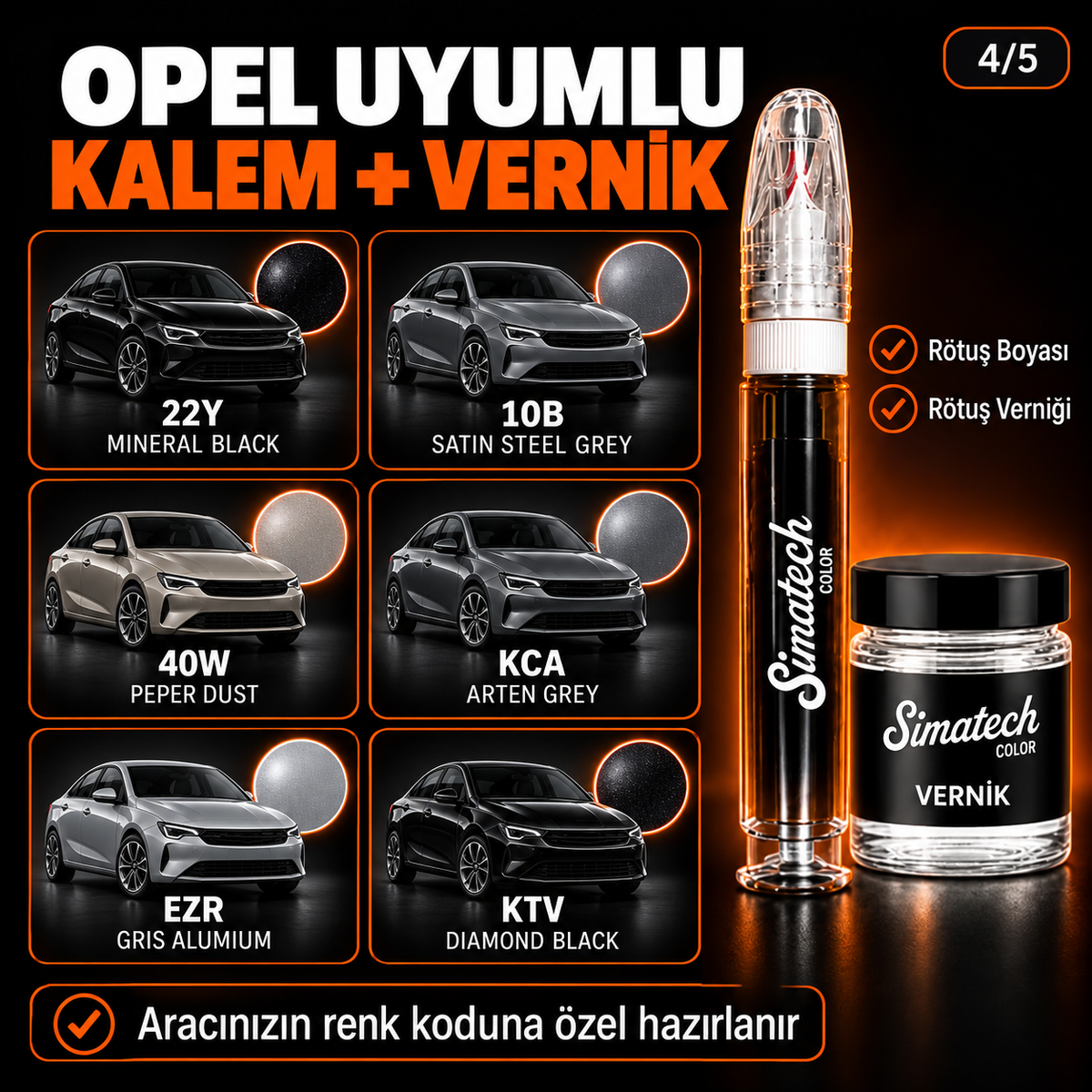 SimatechColor Opel Uyumlu Rötuş Kalemi + Vernik