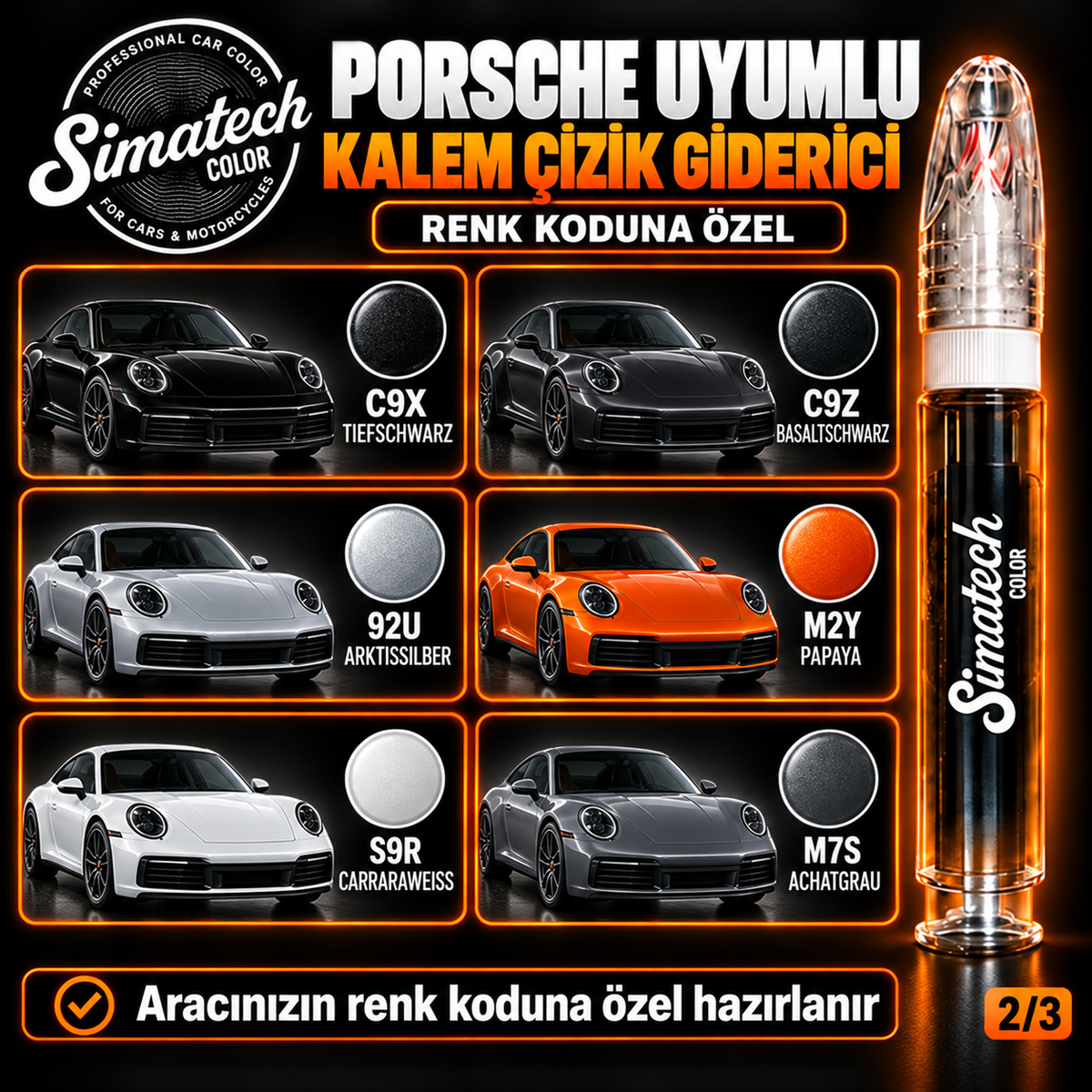 SimatechColor Porsche Uyumlu Kalem Çizik Giderici