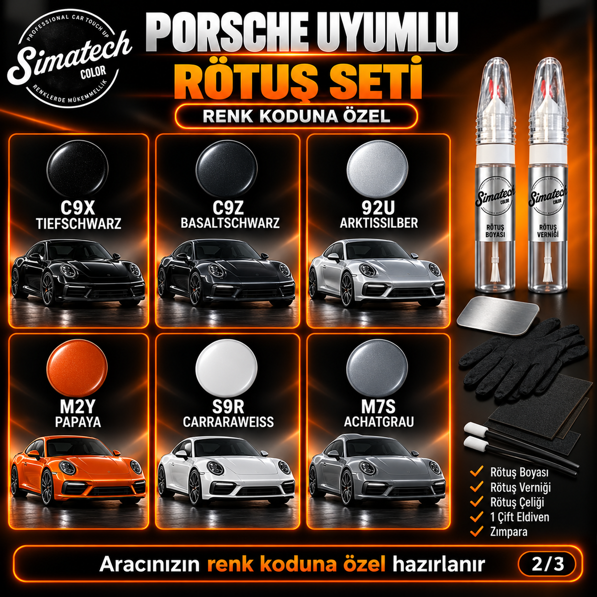 SimatechColor Porsche Uyumlu Big Boss Box Rötuş Seti