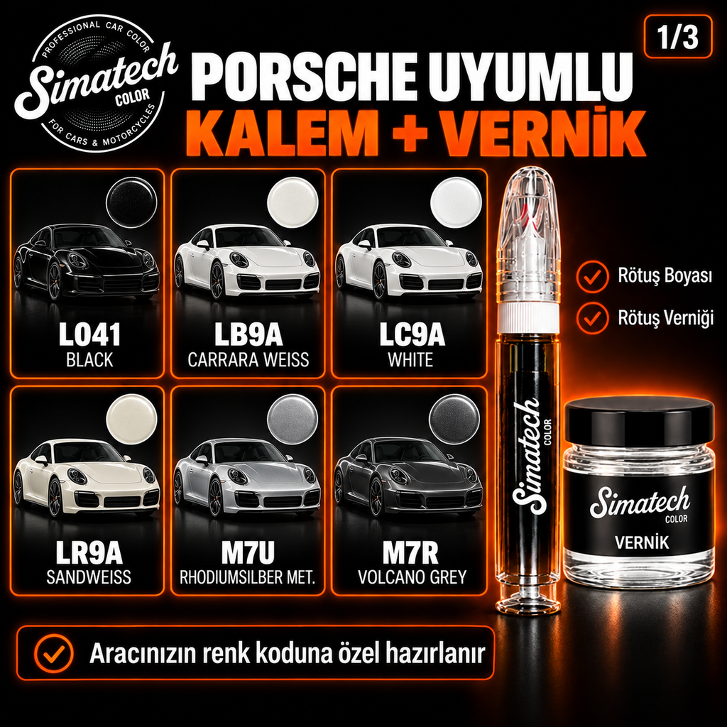 SimatechColor Porsche Uyumlu Rötuş Kalemi + Vernik