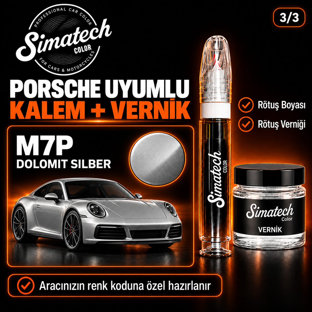 SimatechColor Porsche Uyumlu Rötuş Kalemi + Vernik