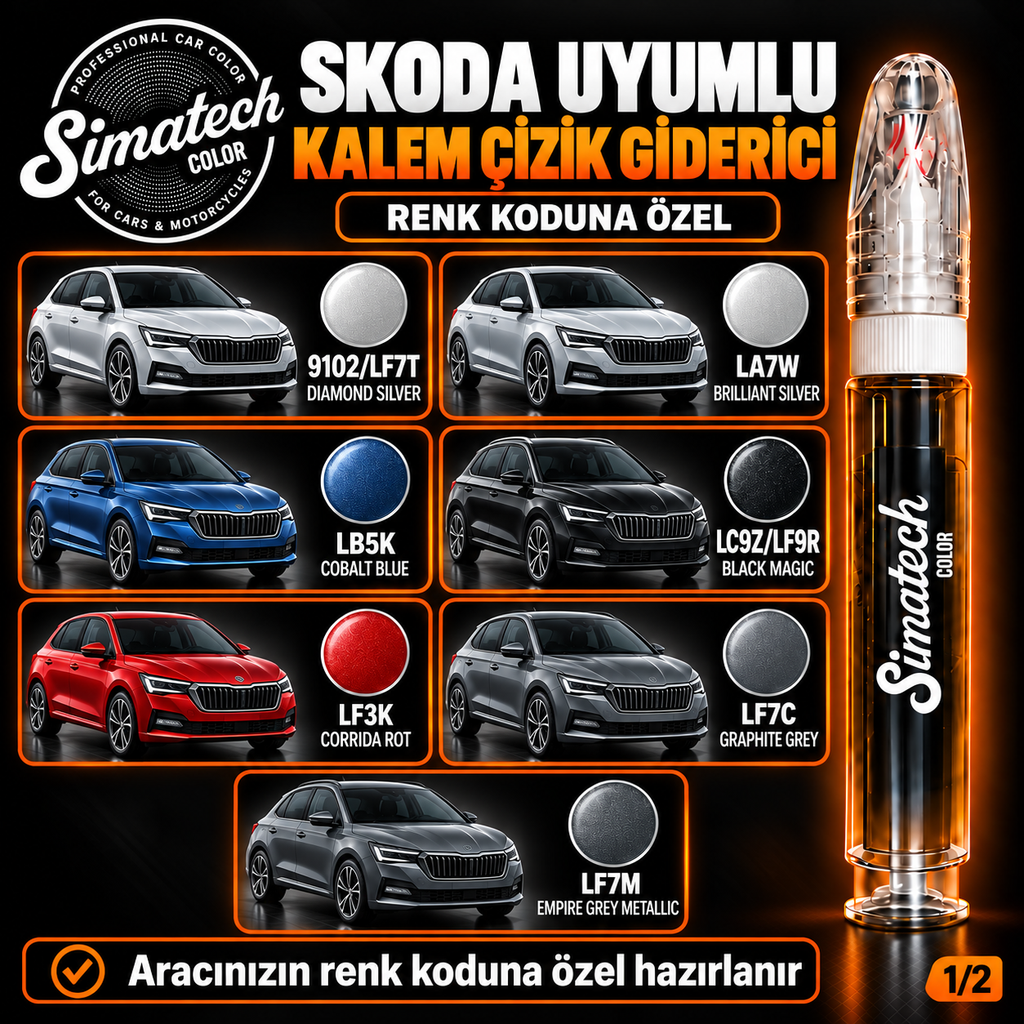 SimatechColor Skoda Uyumlu Çizik Giderici Rötuş Kalemi