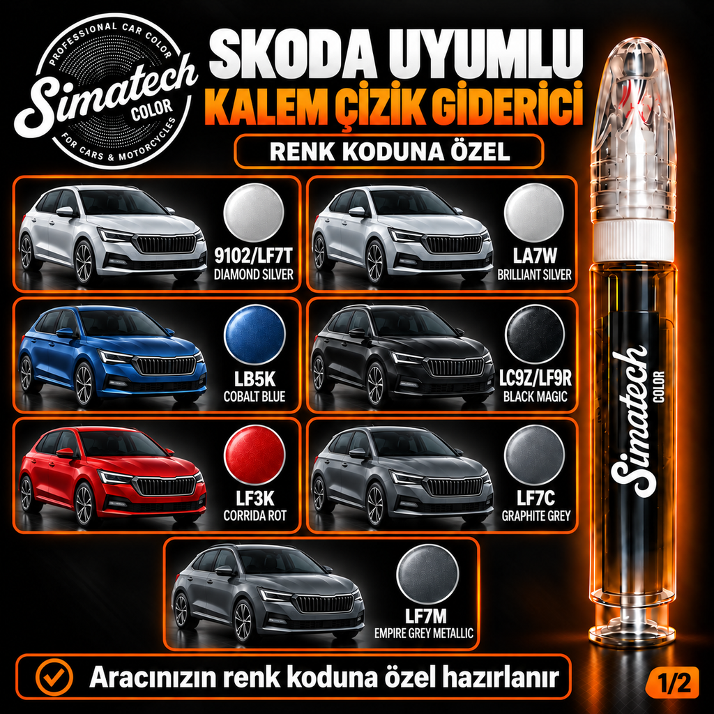 SimatechColor Skoda Uyumlu Çizik Giderici Rötuş Kalemi