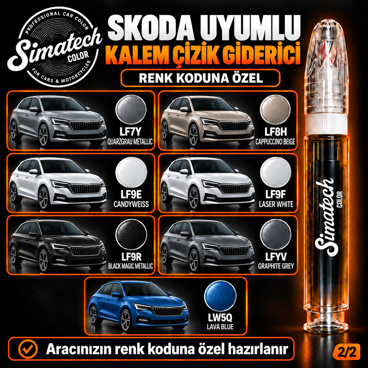 SimatechColor Skoda Uyumlu Çizik Giderici Rötuş Kalemi