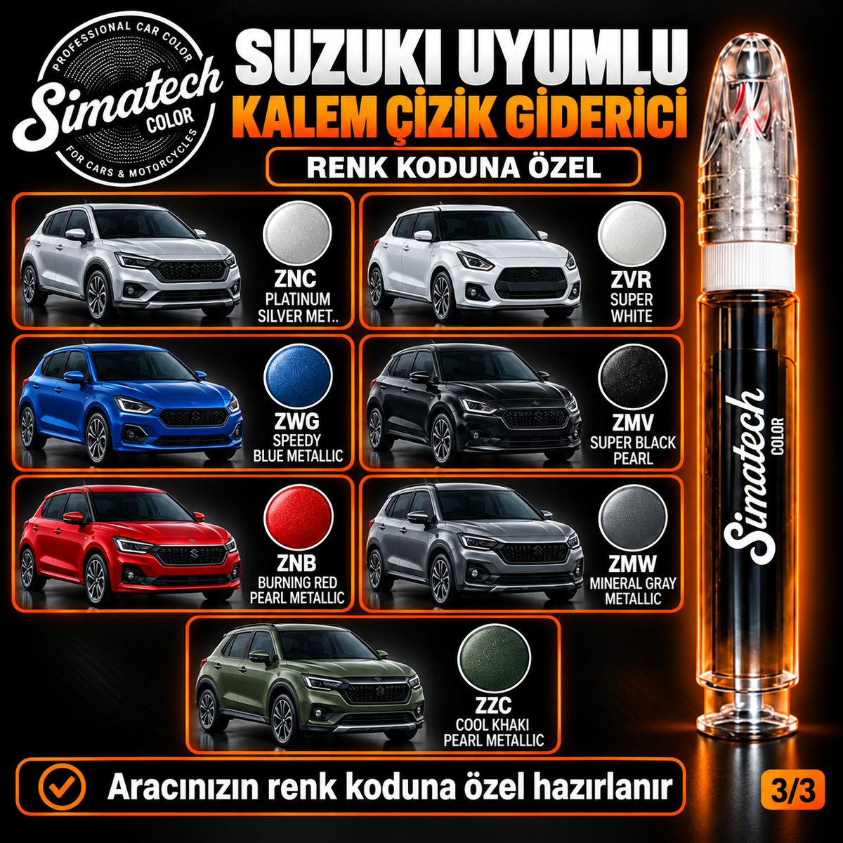 SimatechColor Suzuki Uyumlu Kalem Çizik Giderici