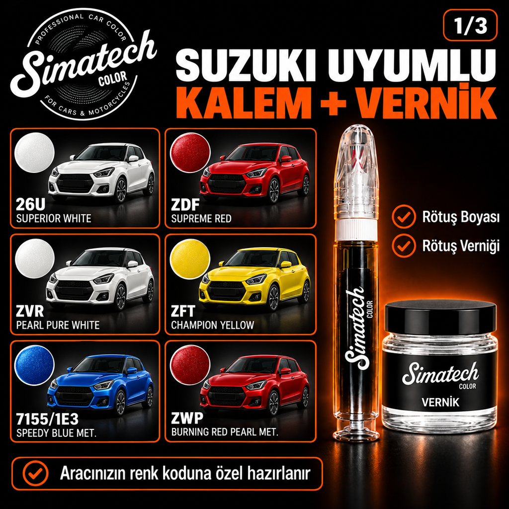 SimatechColor Suzuki Uyumlu Rötuş Kalemi + Vernik