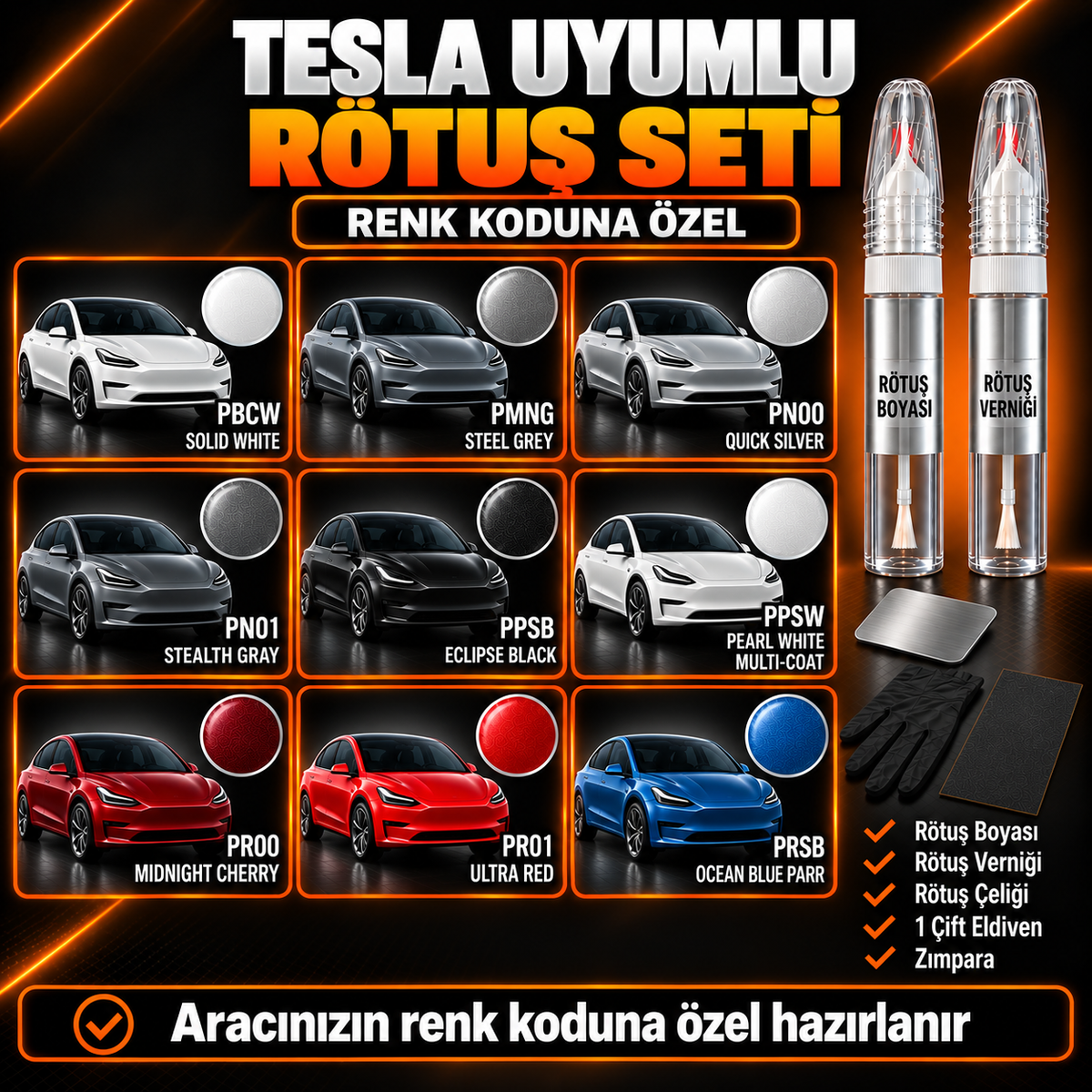 SimatechColor Tesla Uyumlu Çizik Giderici Rötuş Seti