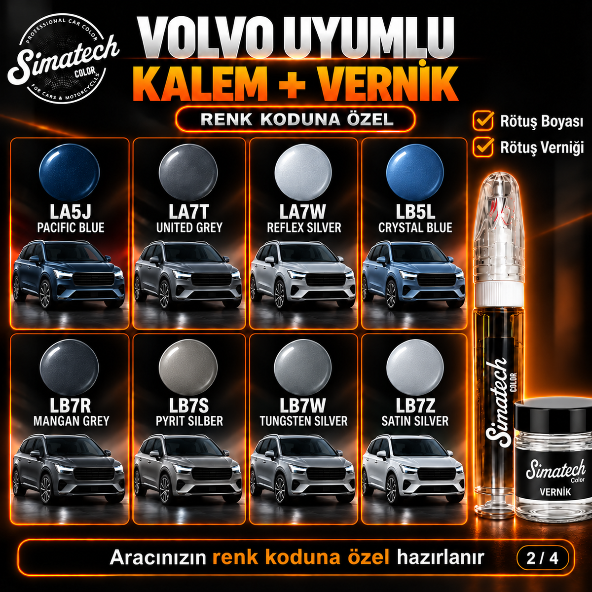SimatechColor Volvo Uyumlu Rötuş Kalemi + Vernik