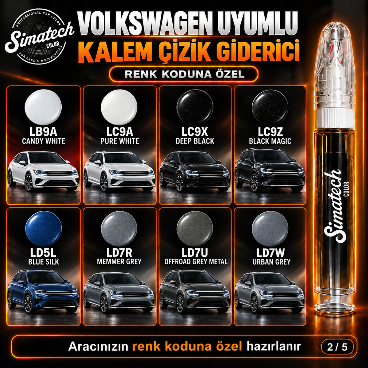SimatechColor Volkswagen Uyumlu Çizik Giderici Rötuş Kalemi