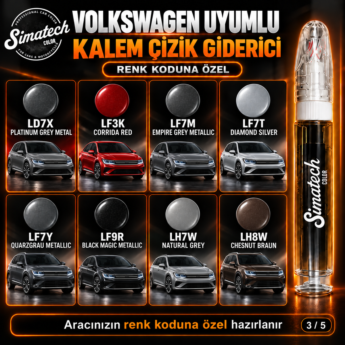 SimatechColor Volkswagen Uyumlu Çizik Giderici Rötuş Kalemi