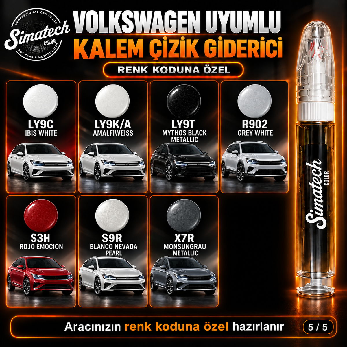 SimatechColor Volkswagen Uyumlu Çizik Giderici Rötuş Kalemi