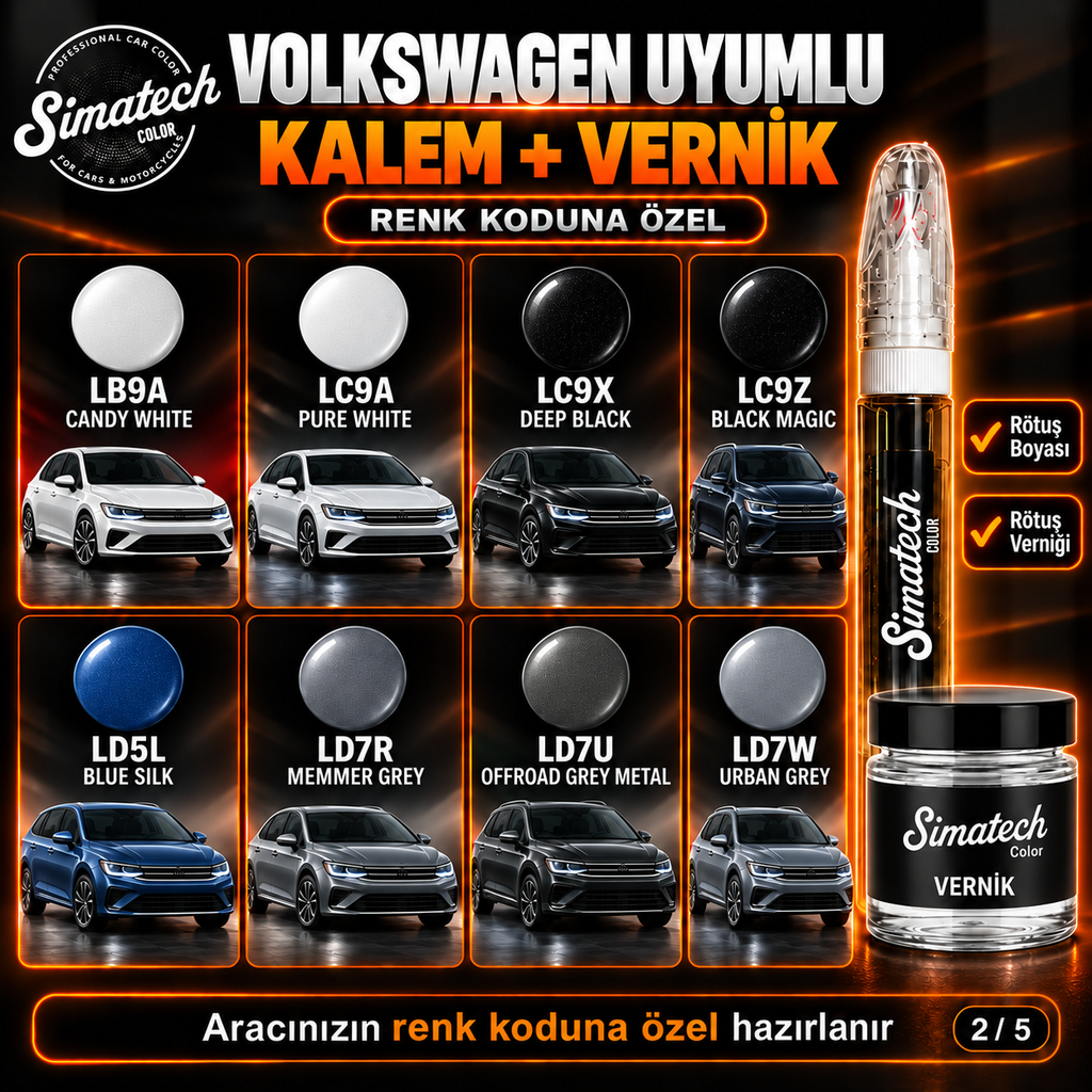 SimatechColor Volkswagen Uyumlu Rötuş Kalemi + Vernik