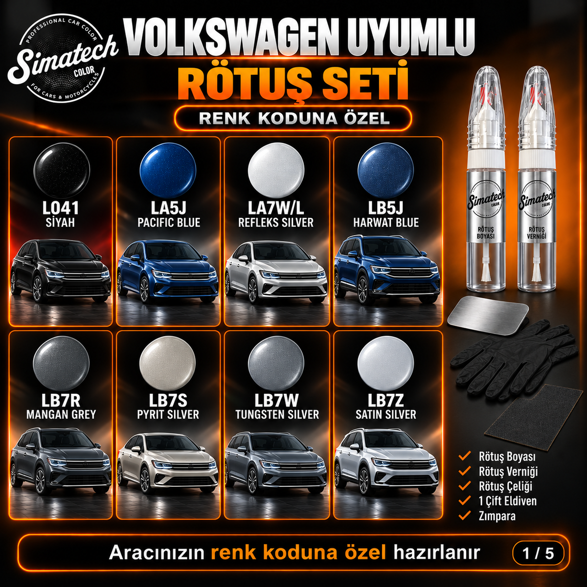 SimatechColor Volkswagen Uyumlu Çizik Giderici Rötuş Seti