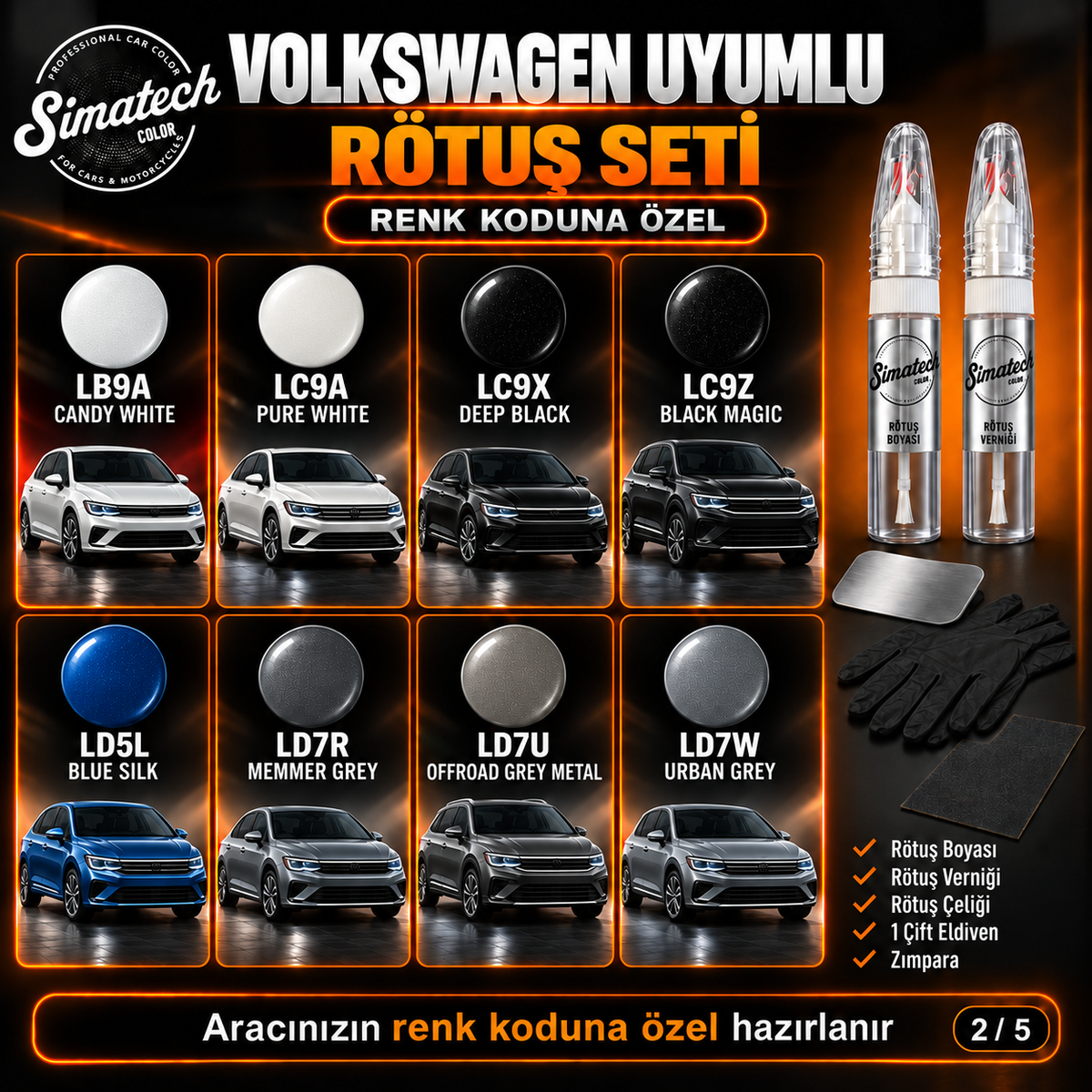 SimatechColor Volkswagen Uyumlu Çizik Giderici Rötuş Seti