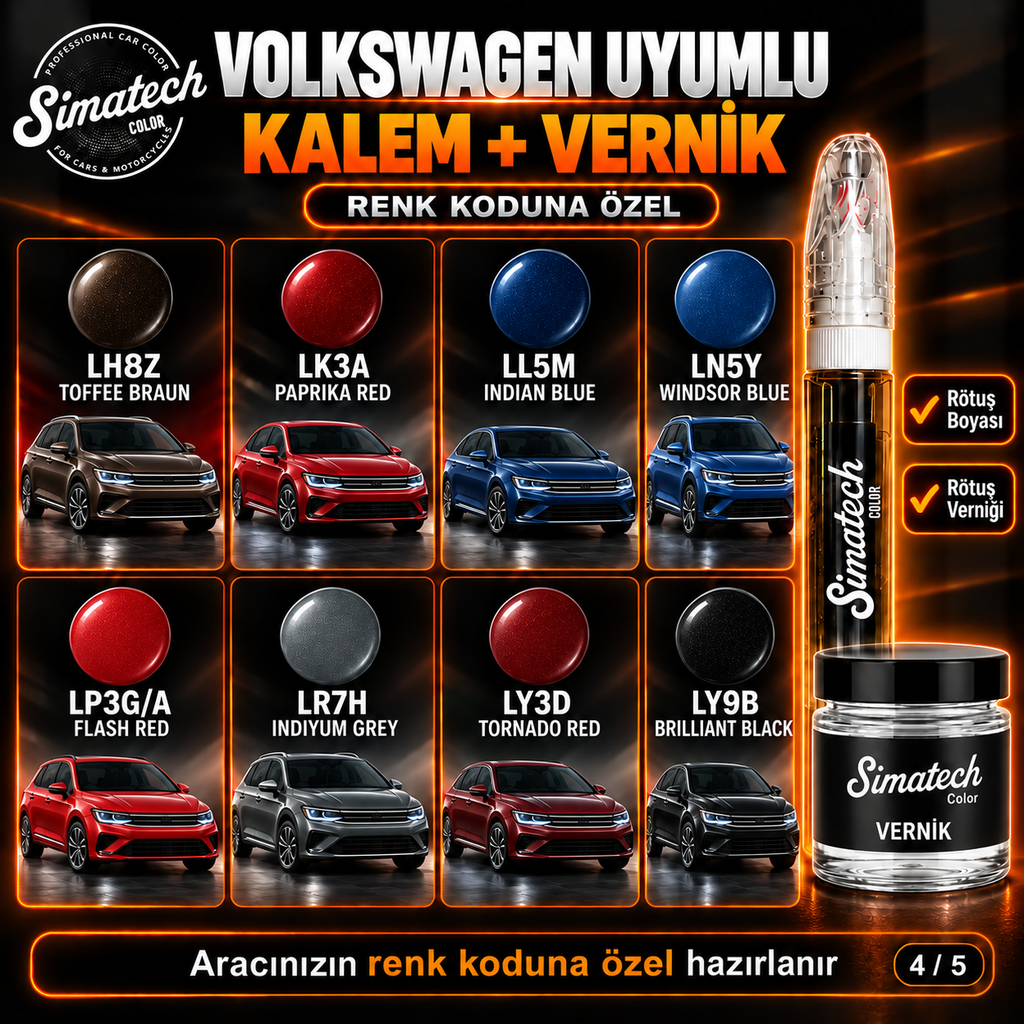 SimatechColor Volkswagen Uyumlu Rötuş Kalemi + Vernik