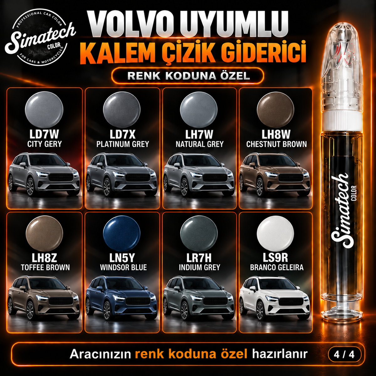 SimatechColor Volvo Uyumlu Çizik Giderici Rötuş Kalemi