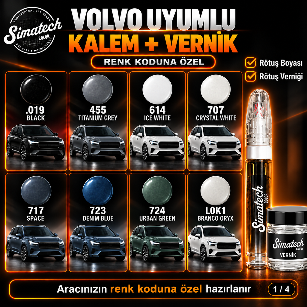 SimatechColor Volvo Uyumlu Rötuş Kalemi + Vernik