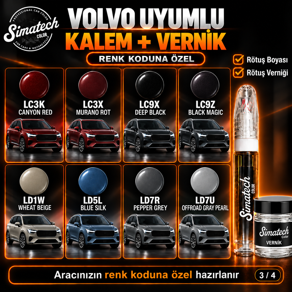 SimatechColor Volvo Uyumlu Rötuş Kalemi + Vernik