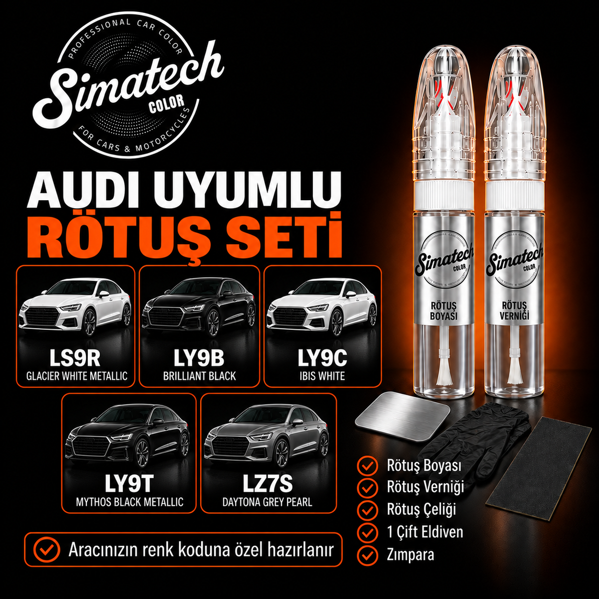 SimatechColor Audi Uyumlu Çizik Giderici Rötuş Seti