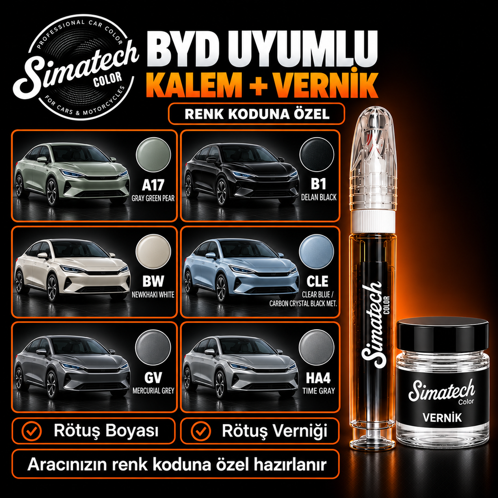 SimatechColor BYD Uyumlu Rötuş Kalemi + Vernik