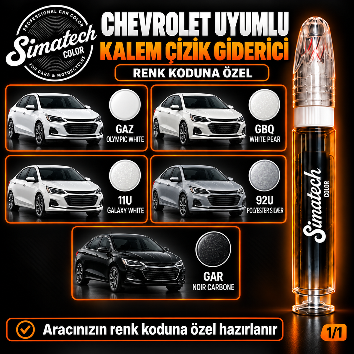 SimatechColor Chevrolet Uyumlu Kalem Çizik Giderici