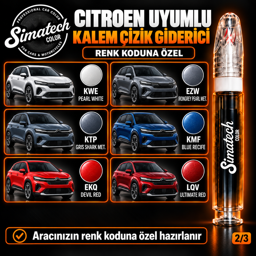 SimatechColor Citroen Uyumlu Kalem Çizik Giderici